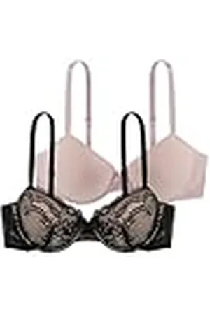 Dorina Chloe Conjunto de Sujetadores Demi 2-Pack Mujer Chloe - Sujetadores Levemente Acolchados con Aros, Encaje Floral y Microfibra Suave, Tirantes Ajustables