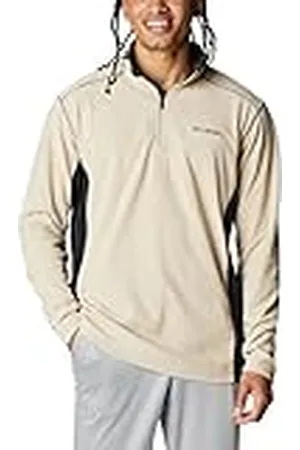 Columbia Klamath Range II Half Zip Camiseta para Senderismo, Fósil/Negro Antiguo, Medium para Hombre