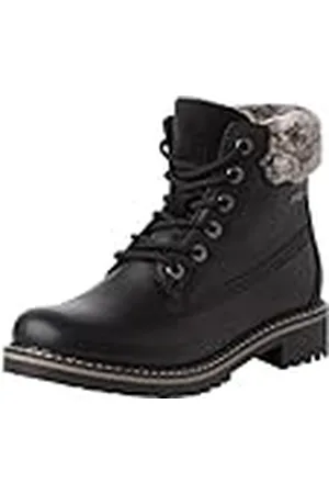 Tamaris Botines de Forro Cálido para Mujer, Tacón Cuadrado, Duo-Tex, Negro Piel/Borrego, 40 EU