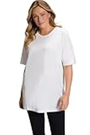 Ulla Popken Camiseta básica, Cuello Redondo, Blanco Nieve, 52-54 para Mujer
