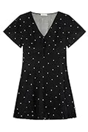Springfield Minivestido con Mangas Tipo Capa, Cremallera Invisible y cordón Fino en el Pecho Vestido Corto Topos, , 44 para Mujer