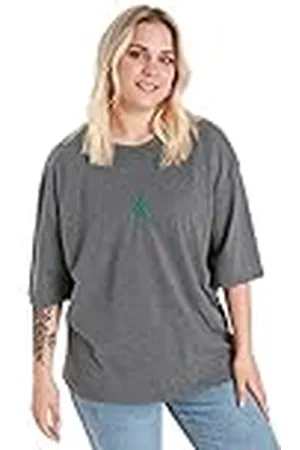 Trendyol Camiseta de Punto de Cuello Redondo estándar para Mujer de Talla Camisa, , 4XL Grande