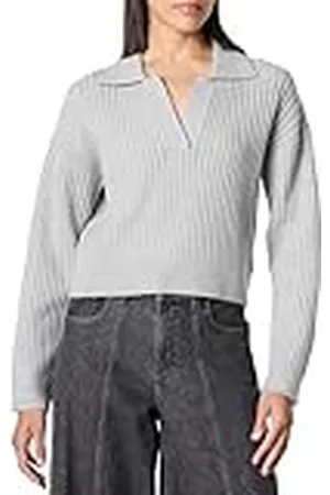 THE DROP Marcy Polo Acanalado Suéter, Gris Jaspeado, 5XL Grande