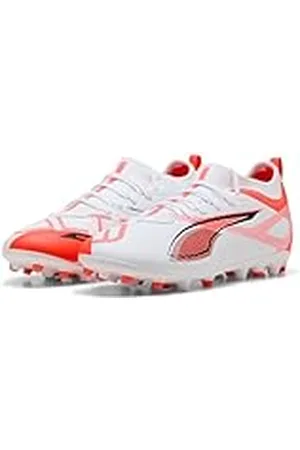 PUMA Ultra 5 Match MG JR, Zapatillas de fútbol, White Black-Glowing Red, 37 EU