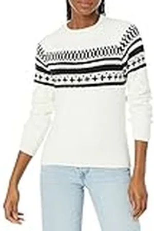 Amazon Jersey Suave al Tacto con Cuello Redondo y Estampado Isla Fair Mujer, , XS