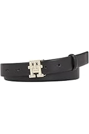 Tommy Hilfiger Cinturón Mujer Logo 2.5 de piel, Schwarz (Negro), 95 cm