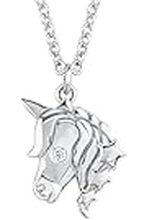 QS by s.Oliver Collar con colgante plata de ley 925 collar de niña, con zirconia cúbica sintética, 37+3 cm, plata, unicornio, Viene en caja de regalo de joyería