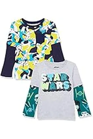 Amazon Disney | Marvel | Star Wars Camisetas 2 en 1 de Manga Larga Niño, Pack de 2, , 10 años