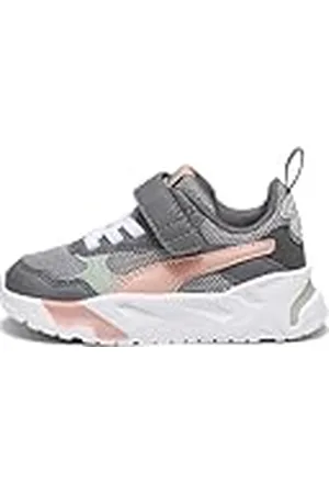 PUMA Trinity AC+ INF, Zapatillas Unisex niños, Concrete Gray-Poppy Pink-Cool Dark Gray, 27 EU
