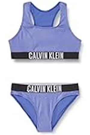 Calvin Klein Jeans Conjunto de bikini bralette Niñas Bralette Bikini Set de canalé, , 8-10 Años