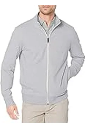 Amazon Sudadera Ligera de Felpa con Cremallera Completa y Cuello Perkins Hombre, , XL