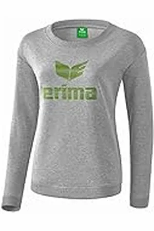 Erima Essential Sudadera, Mujer, Gris Claro Jaspeado/Twist of Lime, 34