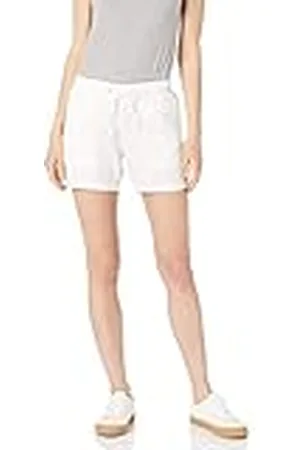 Amazon Pantalón Corto en Mezcla de Lino con cordón de Cierre y Entrepierna de 12,7 cm (Disponible en Tallas Grandes) Mujer, , XL