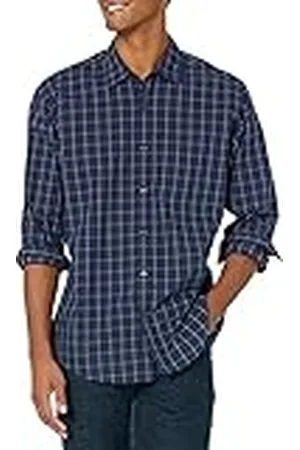 Amazon Camisa Informal de Popelina con Manga Larga y Corte Recto Hombre, , XXL
