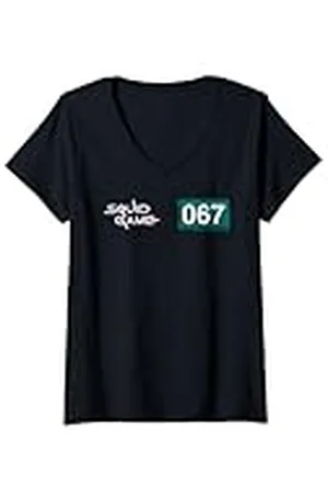 Squid Game Mujer 067 - Número de jugador con logotipo Camiseta Cuello V