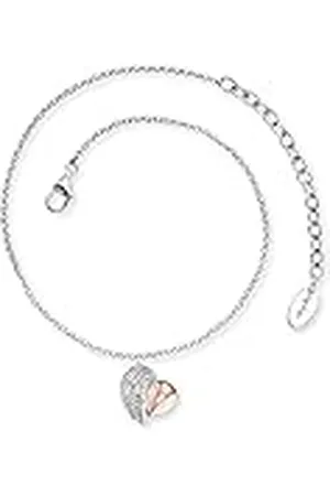 Engelsrufer Tobillera Heartwing para mujer, diseño de corazón, alas bicolor, plata de ley 925 rodiada, longitud ajustable, sin níquel, apta para alérgicos, Länge 22 + 5 cm, Plata de ley, No es una