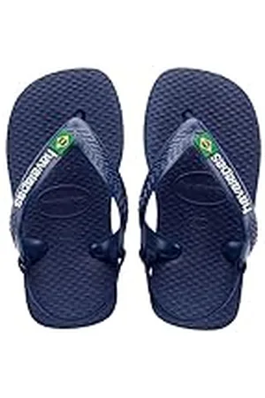 Havaianas Baby Brasil Logo II, Sandalias Unisex Bebé, Navy Blue/Citrus Yellow, 22