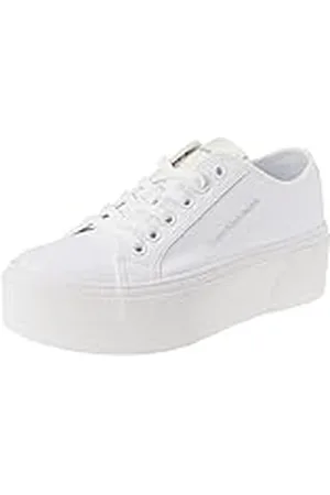 Calvin Klein Jeans Mujer Sneaker con suela cupsole Zapatillas, Blanco (Bright White), 40 EU