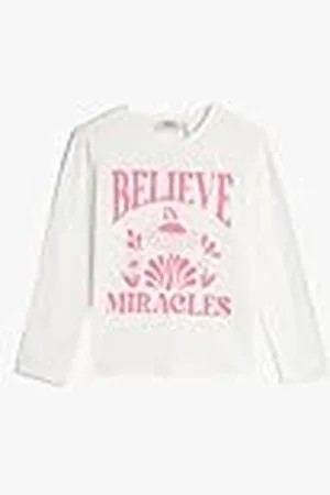 Koton T-Shirt Long Sleeve Crew Neck Printed Cotton, Camiseta niñas,