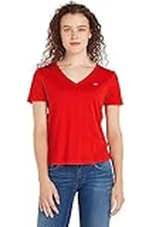 Tommy Hilfiger Mujer Camiseta Manga Corta TJW Slim Soft Cuello de Pico, , XXS