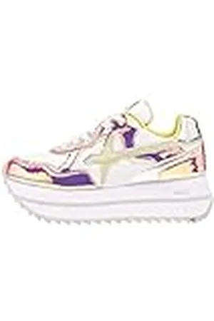 W6YZ Deva W.-Zapatillas de Ante y Tejido técnico-Blanco, Blanco-Rosa 35