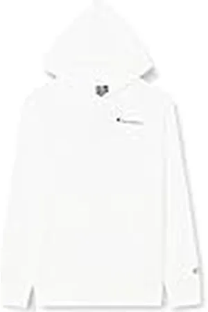 Champion Legacy Icons B-Ultralight Spring Terry Small Script Logo Sudadera con Capucha, Color Blanco, 9-10 Años Niños y niños