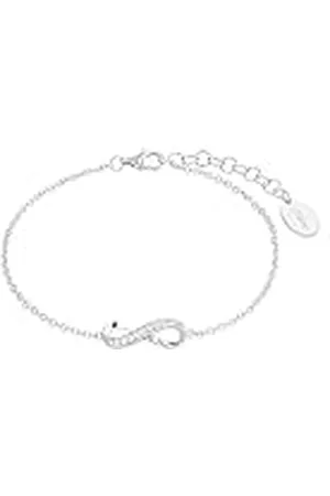 QS by s.Oliver Pulsera de de ley 925 joyería del brazo de las señoras, con zirconia cúbico synth., 17+3 cm, , Infinito, Viene en caja de regalo de joyería