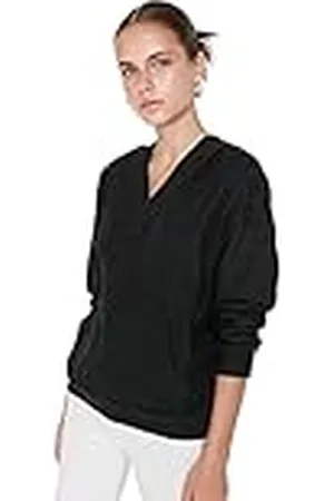 Trendyol Sudadera Regular Lisa con Cuello en V, , XS para Mujer