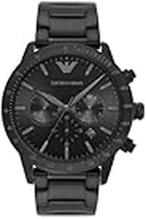 Emporio Armani Reloj Hombre, Movimiento cronógrafo de cuarzo, 43mm Caja de acero negro con correa de acero, AR11242