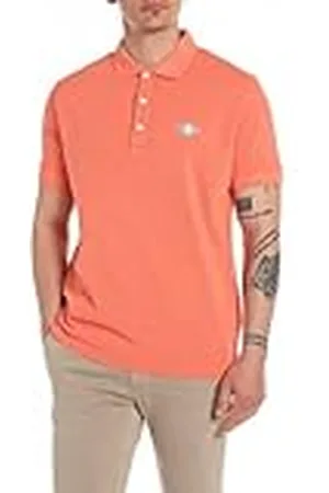 Replay Polo de manga corta clásico para hombre, naranja (Coral Pink 051), S