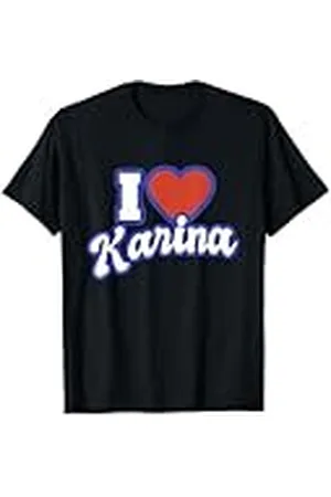 I Love Names Amo a Karina Camiseta de Tirantes Negro Talla S Manga Corta Unisex Niños Novia Mujer Camisa