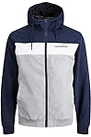 JACK & JONES Jjerush Blocking Hood Bomber Chaqueta, Azul (Navy), L para Hombre