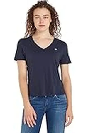 Tommy Hilfiger Mujer Camiseta Manga Corta TJW Slim Soft Cuello de Pico, , S