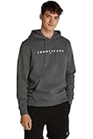 Tommy Hilfiger Sudadera Hombre Linear Logo con Capucha, Gris (Washed Black), XXL