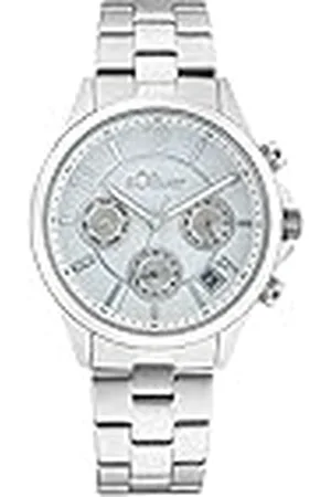 QS by s.Oliver Reloj de pulsera señoras reloj de cuarzo analógico, con brazalete de acero inoxidable, , 5 bar resistente al agua, multifunción, viene en caja de regalo
