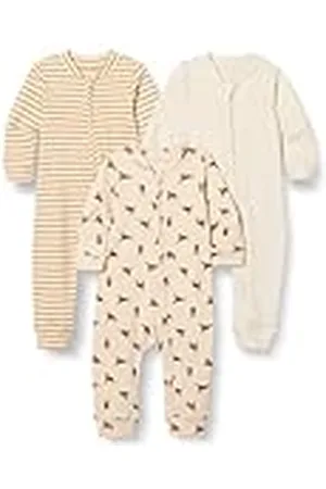 Amazon Pelele sin Pies de Algodón con Cremallera en La Parte Delantera Unisex Bebés, Pack de 3, , 3-6 Meses