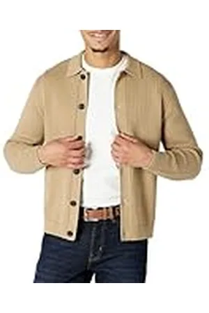 Amazon Jersey Tipo Cárdigan con Cuello y Corte Holgado Hombre, , S