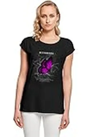 Merchcode Mp0007020-ladies Butterflies Extended Shoulder tee Camiseta, , 3XL Mujeres
