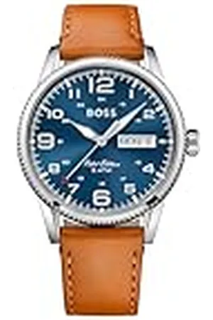 HUGO BOSS Reloj Analógico de Cuarzo para Hombre Colección Pilot Vintage con Correa de Cuero Marrón Claro - 1513331