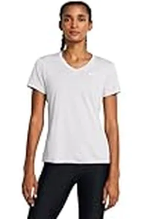 Under Armour UA Tech SSV Twist Camiseta de manga corta para mujer, camiseta de deporte cómoda, color gris halo/blanco/blanco