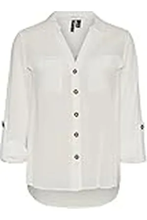VERO MODA Vmbumpy L/S Camiseta New Noos Ptt Blusas, Blanco Nieve, S Pequeño para Mujer