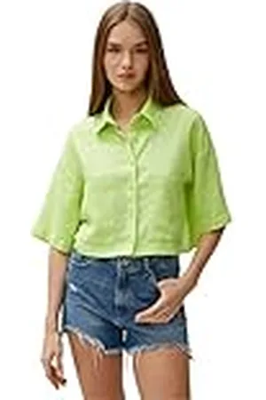 Koton Linen Viskon Mix Pocket Detail Crop Shirt Camiseta, , 40 para Mujer