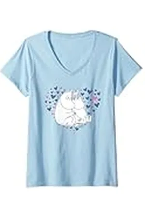 Moomin Mujer troll y Snorkmaiden Love Hearts Camiseta Cuello V