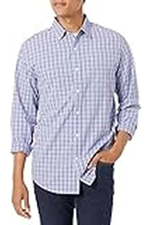 Amazon Camisa Informal de Popelina con Manga Larga y Corte Recto Hombre, , L