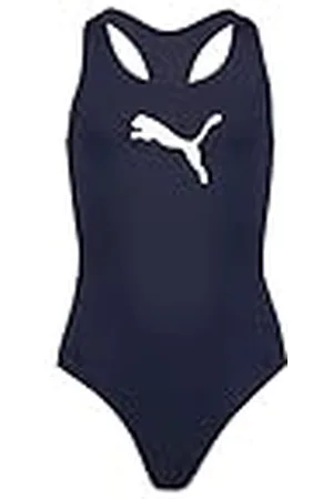 PUMA Racerback Swimsuit Traje de baño, Azul (Navy), 152 Niñas