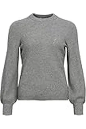 Object Objditte Re L/S Knit Pullover Noos Jersey de Punto, Color Gris, L para Mujer