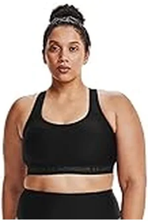 Under Armour UA Crossback Mid Bra Sostén deportivo para mujer, sujetador top con espalda cruzada y copas extraíbles, color / /gris azabache