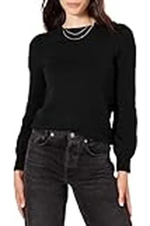 Amazon Jersey con Cuello Redondo y Hombros Plisados de Tacto Suave Mujer, , XS