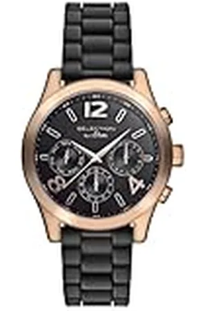 QS by s.Oliver SO-2647-PM - Reloj analógico de Cuarzo para Mujer, Correa de Silicona Color Negro