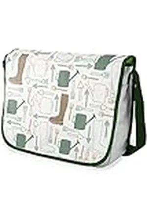 Bonamaison Bolso escolar de mensajero impreso digitalmente con correa caqui para estudiantes, bolsa cruzada, bolsa de mensajero, bolsa de hombro para la escuela, vuelta a la escuela, tamaño: 29 x 36